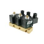 8932-KDNB007-020-12DC | 1/4" Solenoid Valf N.K. 3/2 Yollu Direkt Çekmeli Manuel Sıralı 3'lü NBR 0 - 7 Bar 12V DC 17 W